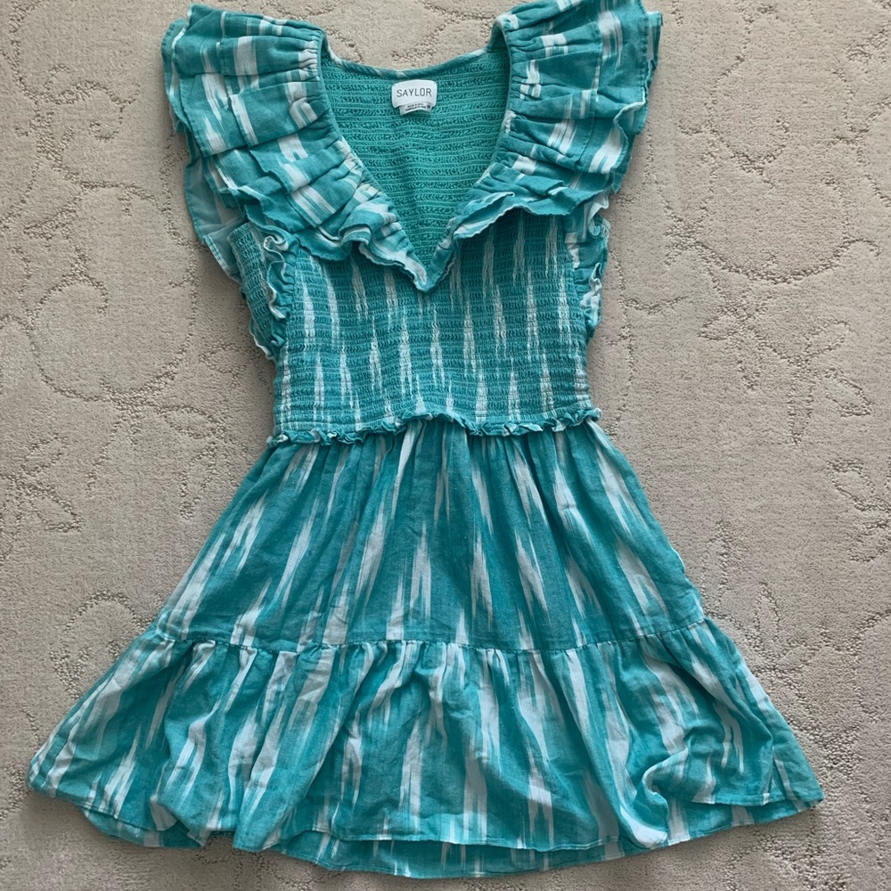 Saylor blue dress with white accents